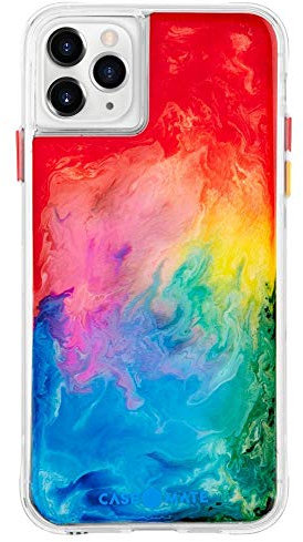 Case-Mate Tough Watercolour iPhone 11 Pro Max Case, Protective Hardshell Rainbow Swirl Cover Compatible with QI Wireless Charging - Rainbow Ink