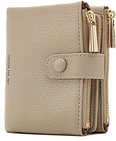 Damen Geldbeutel,PU Leder Portemonnaie Kleine Brieftasche Geldbörse Für Frauen (Grau)
