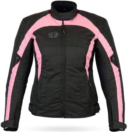 FREEDAY Veste de moto d'hiver pour femme Noir/rose (XL, rose/noir), multicolore, XL