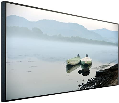 Ecowelle Infrarotheizung mit Bild | 750 Watt | 60x120 cm | Infrarot Heizung| | Made in Germany| d 123 Boote auf dem See