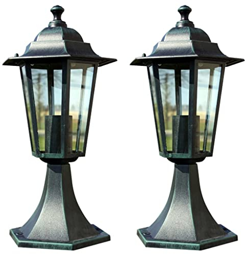 vidaXL 2x Gartenlaterne Gartenleuchte Außenleuchte Außenlampe Gartenlampe Wegleuchte Lampe Leuchte Gartenbeleuchtung Dunkelgrün Schwarz Aluminium