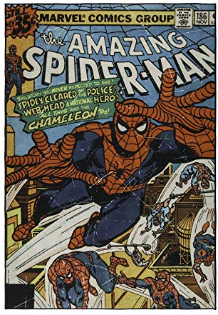 Gertmenian Marvel Spiderman Teppich für den Innenbereich, 10 x 15 cm, rutschfest, ideal für Kinder im Schlafzimmer, Spielzimmer, Klassenzimmer, Kinderzimmer oder Spielbereich, Retro-Comic-Superheld