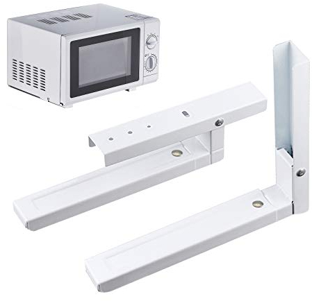 Duchunsheng 1 Par Soporte De Microondas Negro/Blanco, para Microondas De 30 A 47,5 Cm, Universal Soportes De Microondas, con Brazos Extensibles, Soporte De Pared para Horno De Microondas, para Cocina