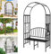 Arche de jardin avec banc robuste (peut supporter 250 kg) | Arche de jardin en métal pour plantes grimpantes et banc de siège pour deux personnes | Décoration de jardin extérieur 205,7 x 115,1 x 50,8