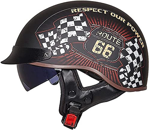 XRDSHY Halbhelm Motorradhelm Herren Damen Retro ECE Zertifizierung Motorrad Halbschale Mofa Helm Jethelm Halbschalenhelm Jet Helmet Motorcycl Chopper Scooter Helm Sturzhelm Mit Visier,F-(M/57-58CM)