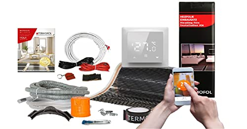 Termofol Elektrische Fußbodenheizung Heizfolie 230V - mit Thermostat H6 WIFI - Leistung 80 W/m2 - Oberfläche 40m² - Fussbodenheizung Elektrisch Komplettset fur Fußboden-, Wand- oder Deckenheizung