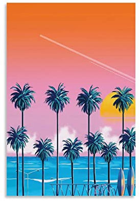 Vintage-Poster, 80er-Jahre, Strandlandschaft, Poster, dekoratives Gemälde, Leinwand, Wandkunst, Wohnzimmer, Schlafzimmer, Gemälde, 30 x 45 cm