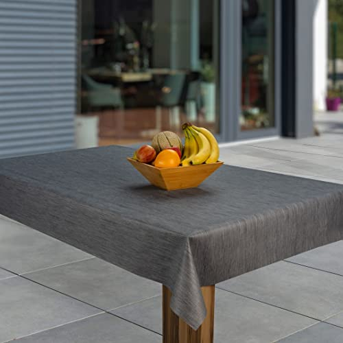 laro Wachstuch-Tischdecke Abwaschbar Garten-Tischdecke Wachstischdecke PVC Plastik-Tischdecken Eckig Meterware Wasserabweisend Abwischbar GAE, Muster:Leinenoptik d. grau, Größe:80x80