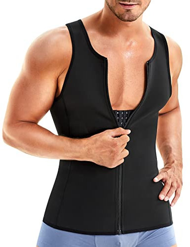 Junlan Unterhemd Kompressionsshirt Herren Bauch Weg Männer Body Shaper Herren T Shirt Korsett Herren（schwarz，4X-Large）