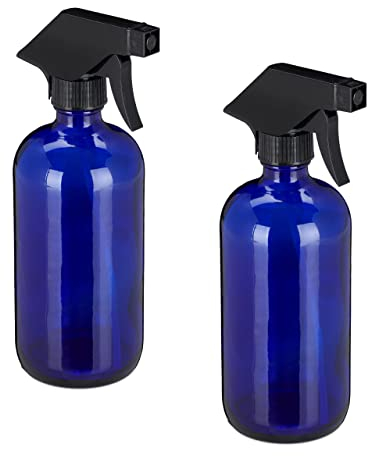 8 Pulverizadores Agua Cristal, 500 ml, Boquilla Niebla y Chorro, Cuidado Pelo, Rellenables, Atomizador, Azul