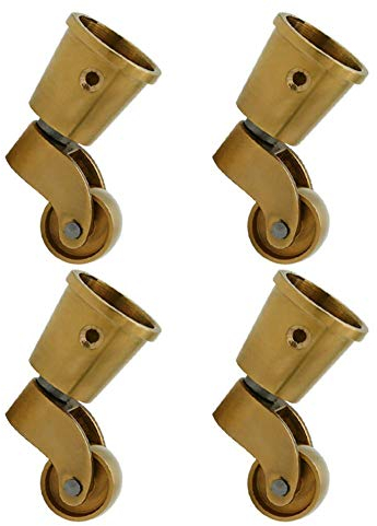 DREANNI 4 Vintage Messingers Antike 1,5 -Zoll -Hochleistungskupferräder Möbel Fußbecher Universal Drehung Keine Bremsoberfläche Für Esstisch Sofa Garderobe Trolley