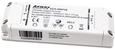 Anway LED driver ECO-600F20 20W 600mA 17-34V