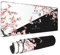 Tapis de souris de jeu en fleurs de cerisier noir et blanc XL - Grand tapis de souris de bureau étendu - Rose japonais Sakura Death Life - Long tapis de souris antidérapant - 80 x 30 cm