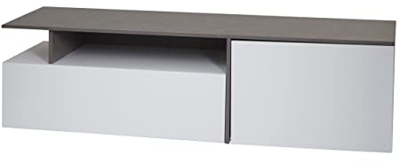 Mendler TV-Rack HWC-L34, Lowboard Fernsehtisch Sideboard TV-Schrank Kommode, Holz 45x161x40cm Staufach, Beton-Optik weiß