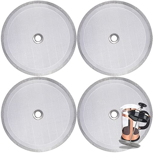 Attsky Ersatzfilter für französische Presse, 4 Stück, 10,2 cm Edelstahlgeflecht