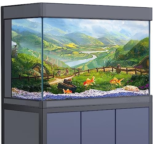 SB little Aquarium-Hintergrund-Aufkleber, Dekoration für Aquarien, Hobbit, mittlere Magie, Naturlandschaft, HD-3D-Poster für Reptilienlebensraum, 30 x 45 cm