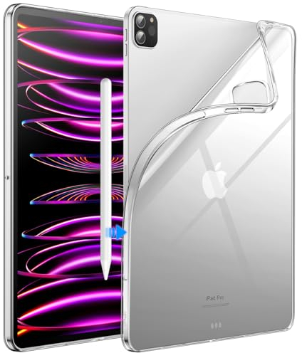 JETech Hülle für iPad Pro 12,9 Zoll 2022/2021 (6./5. Generation), Weicher TPU Transparente Dünner Stoßfest Tablet Schutzhülle, Unterstützung Pencil 2. Aufladung (Durchsichtig)