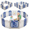 XINZI Laufgitter Baby Laufstall Faltbar Kinderzaun 18 Paneele Kunststoff Spielzaun Babyzaun mit Tür und Spielzeugboard Groß Krabbelgitter Sicherheitszaun Absperrgitter für Kinder, Weiß + Blau