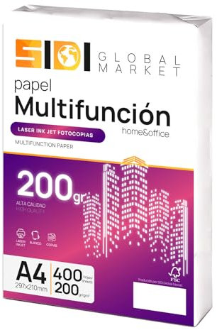 A4-Papier, 200 g, Druckerpapier A4, Packung für Schule, Arbeit oder Privatgebrauch, A4-Blätter für Kopierer und Mehrzweck, DIN A4-Papier extra weiß – SIDI (400 h, 200 g)