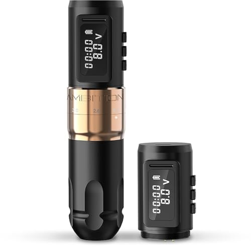 Ambition MARS-U Drahtlose Tattoo Maschine Tätowiermaschine, Rotary Tätowiergerät mit 6 Hubstufen (2,2mm-4,2mm), Coreless Motor & Dual 1800mAh Akku für Profis