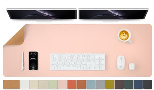 Grand sous-main en liège – 120 x 43,2 cm – Idéal pour le bureau et la maison – Idéal pour un grand tapis de souris et sous-main sur un bureau (rose)