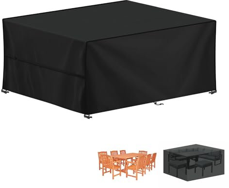 LAMUNI Housse pour Mobilier de Jardin, 420D Oxford Bâche Table de Jardin, Imperméable Housse Table Jardin Bache de Protection Exterieur Salon de Jardin pour Table, Chaise et Canapé, 190x140x75cm