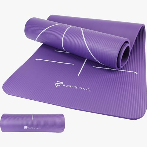 PERPETUAL® Esterilla de Yoga y Pilates de 10mm - Con Indicadores de Posición - Mat Antideslizante - Con Correa y Bolsa de Transporte - Colchoneta Gruesa y Plegable - Gimnasia, Fitness y Ejercicios