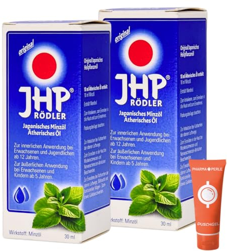 Original JHP Rödler Japanisches Minzöl, 2x 30 ml I Zur Inhalation bei Atemwegsinfekten wie Erkältung und Schnupfen I Zum Einreiben in die Haut I Zum Einnehmen I Spar-Set plus Pharma Perle give-away