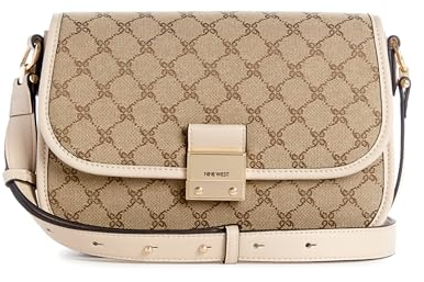 Nine West ALLINGTON CROSSBODY FLAP, Mokka-Logo/Beige, Large