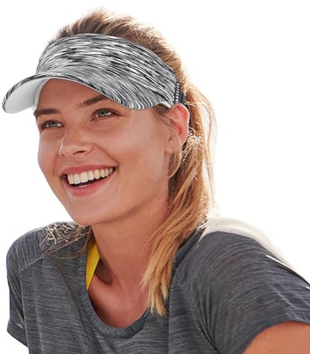 Ruphedy Womens Sun Sport Visor Hats for Running,Tennis,Golf - Adjustable & Lightweight (V206-Black/Grey)
