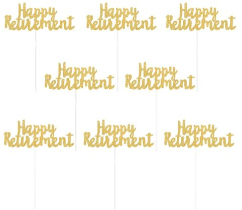 VAEIORP 8 Pcs Happy Retirement Cupcake Topper Glitzer Ruhestand Cupcake Picks Ruhestand Thema Geburtstag Party Kuchen Dekorationen Rose