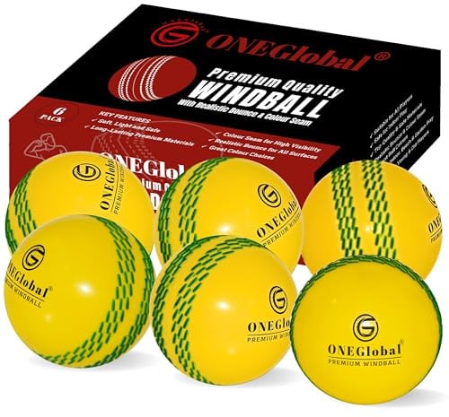 ONEGlobal Premium Windball Soft Cricket Ball | Durable & Safe, Colour Seam, True Bounce & Swing | Wind Ball for Outdoor & Indoor Practice, Coaching, Garden & Beach Games