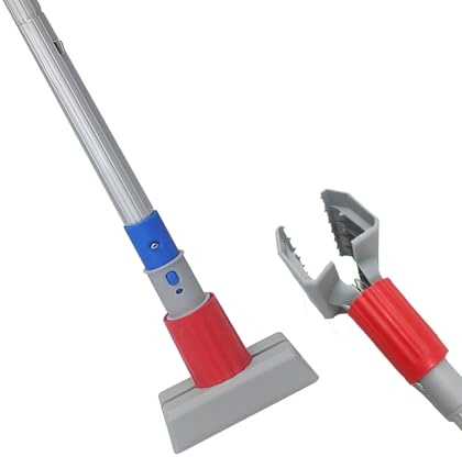 KLHB-YF 58 Inch Industrial Mop Handle, Aluminum Steel, Red, 7x2 Inches, Compatible with Multiple Mop Head Types, Clip-on, Clamping, Indoor and Outdoor Use