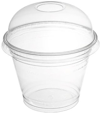 daybays Smoothie Becher to Go 200ml Ø95mm inkl. Domdeckel mit Rundloch 50 Stk. Plastikbecher Trinkbecher Einwegbecher Dessertbecher Eiskaffee Bubble Tea Becher Cocktail Gläser (50, 200ml.)