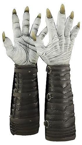 Halloween Horrific Demon Hand Gloves Latex Devil Zombie Long Gloves Scary Monster Vampire Grim Reaper Full Finger Handwear Cosplay Costume Ghost Decoration Fancy Dress Party Prank Props for Men Women