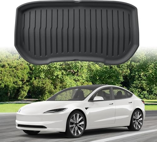 ECOZEN Für Tesla Model 3 2024-2025 3D Kofferraummatte Antirutschmatte Allwetter TPE Front Kofferraummatte Hohe Passform, wasserdicht, verschleißfest Model 3 Zubehör