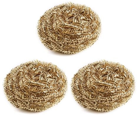 3 Pack Copper Scourer Pads,Recyclable Metal Spiral Scourer for Heavy Duty Cleaning,100% Copper Pan Scourers for Tough Grease Stains,Wire Scrubbers for Uncoated Cookware Pots Pans and Kitchen Surfaces