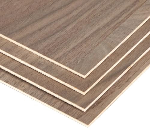 Telituny 4 StüCk Sperrholz, 3mm 11.8''x8.46'', Unbehandeltes Bastelholz, NatüRliche Bergmaserung, Leere Bretter FüR Holzhandwerk, Laserschneiden (schwarze Walnuss)