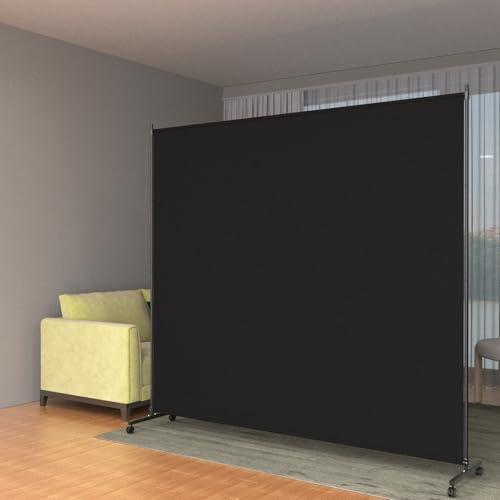 VAMFUTRE Single Panel Room Divider/Privacy Screen with Caster Wheels and Brakes - Stylish and Versatile Partition for Home,Office,School and Restauran (Black, 6FT*6FT)