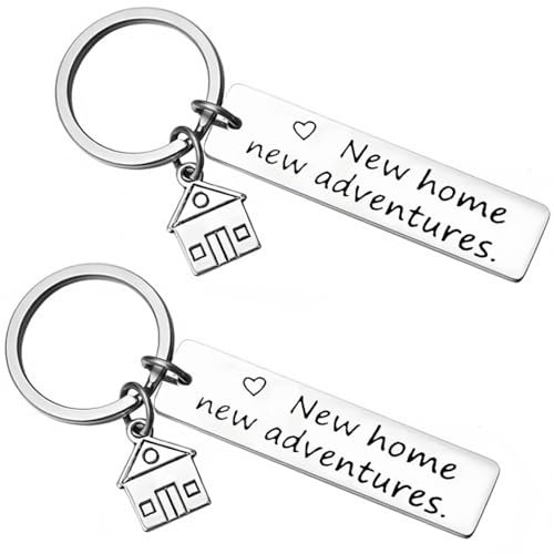 XENQITO 2 Pcs Porte-clés Couple de Mode Porte-clés en Acier Inoxydable Ensemble de Porte-clés pour la Maison Porte-clés Amour Couple pour Cadeau Amour de Pendaison de Crémaillère