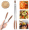 Kitchen Tongs for Cooking,Peach Wood Kitchen Salad Tongs,Cooking Tongs with Wooden Tips,Mini Serving Tongs with Smart Lock Clip,Cooking Tongs with Wooden Tips,Heat Resistant Wooden Tongs,Metal Tongs