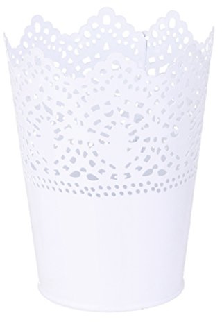 Wdfnexalai Vase en métal découpé pour plantes, stylos, pinceaux de maquillage, organisateur de bureau WHT, blanc