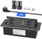 Versenkbare Tischsteckdose USB C PD20W mit Schalter, Einbau Steckdosenleiste mit 2 USB A, Aluminium Versenkbare Steckdose Küche,2500W/10A, 1,8M Kabel,Schwarz
