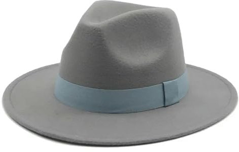 QIRUIXIANG Hut Frauen Fedora Hüte Frauen Winterhüte Herrenhüte Breite Krempe-grau-56-58 cm (Erwachsene)