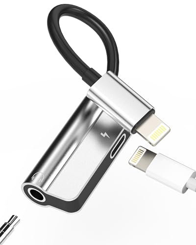 Adaptador Lightning a Jack Auriculares 3.5mm(2en1) para iPhone 14 13 12 Pro MAX para Apple Cable Audio Auxiliar Cargador Conector Charger AUX Headphones Convertidor para iPad Adapter Accesorios Coche