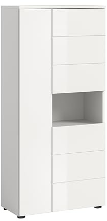xonox.home Bad Vira X2LA9717 Standschrank Schrank Badschrank in weiß Hochglanz tiefzieh, ca. 60x133x34 cm