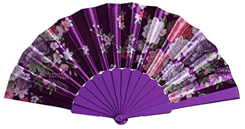 Dance Hand Hero Flower Style Wedding Lace Foldable Chinese Silk Mini Sauna (Purple, One Size)