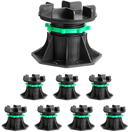VEVOR Deck Blocks 8 PCS, 2200 lbs / 997.90 kg Load Capacity Deck Support Plastic Pedestal Paver, Raising 3.54-4.65 inch / 90-118 mm, Height Adjustable Shed Foundation Base for Wood Concrete Metal