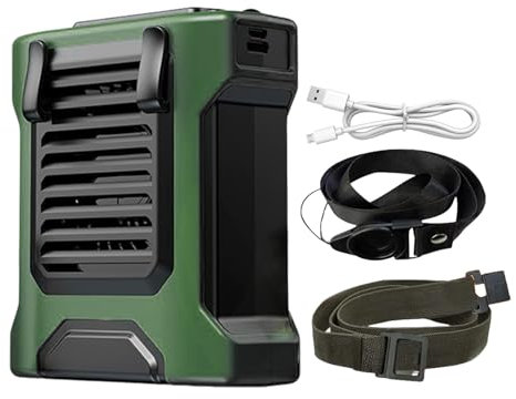 Shaersu Ventilador Portátil De Cintura - Ventilador Exterior Con 4 Velocidades - Corriente Aire Recargable Cinturón con Linterna para Obra Senderismo
