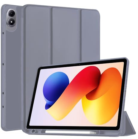 Techsuit für Xiaomi Redmi Pad 2 Pro Hülle mit Stifthalter, Dreifach Ständer, Schlankes Design, Anti Fingerabdruck, Präzise Aussparungen, Flex Trifold Series, Lila